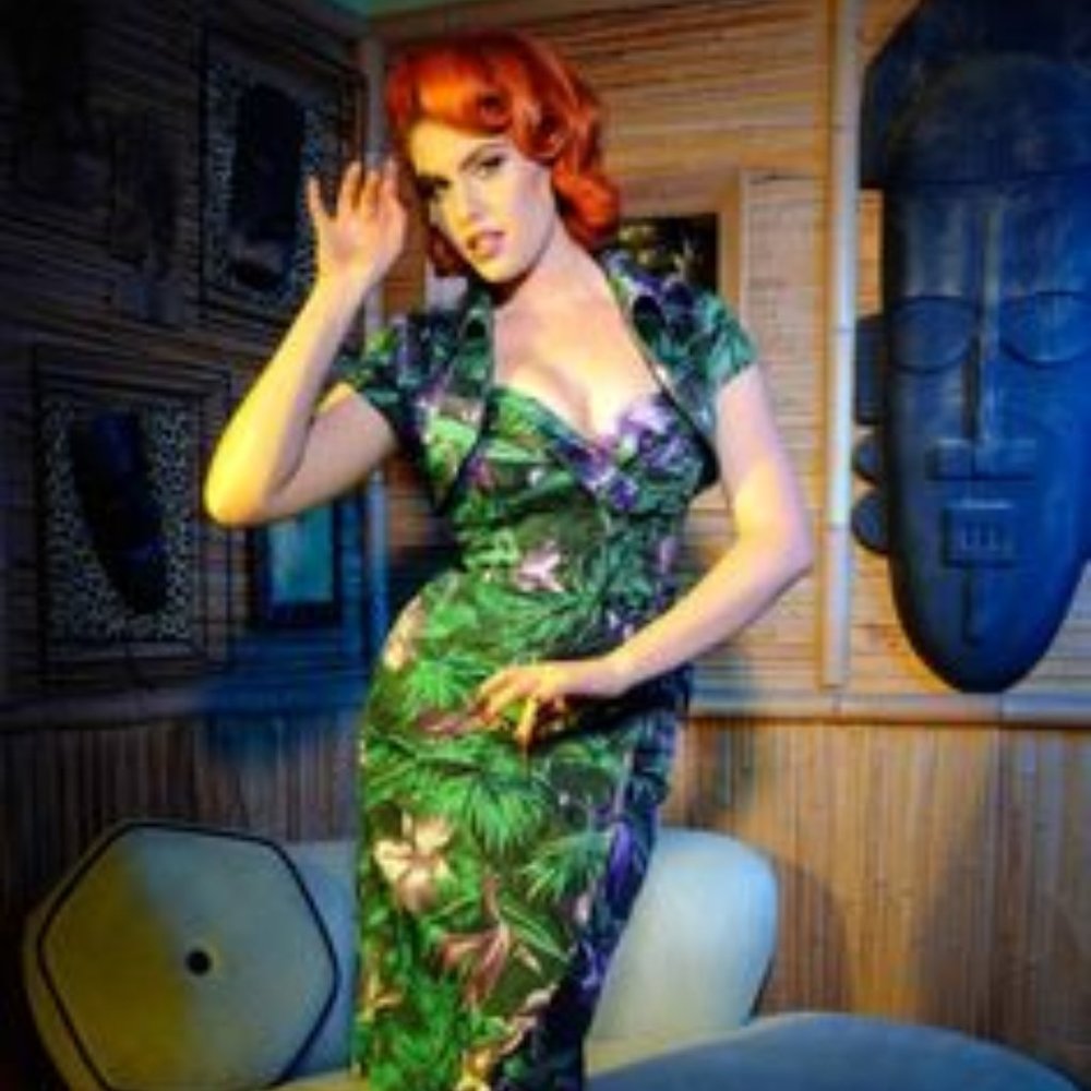 Green Deadly Dames Malibu Tiki Dress and Bolero - Small